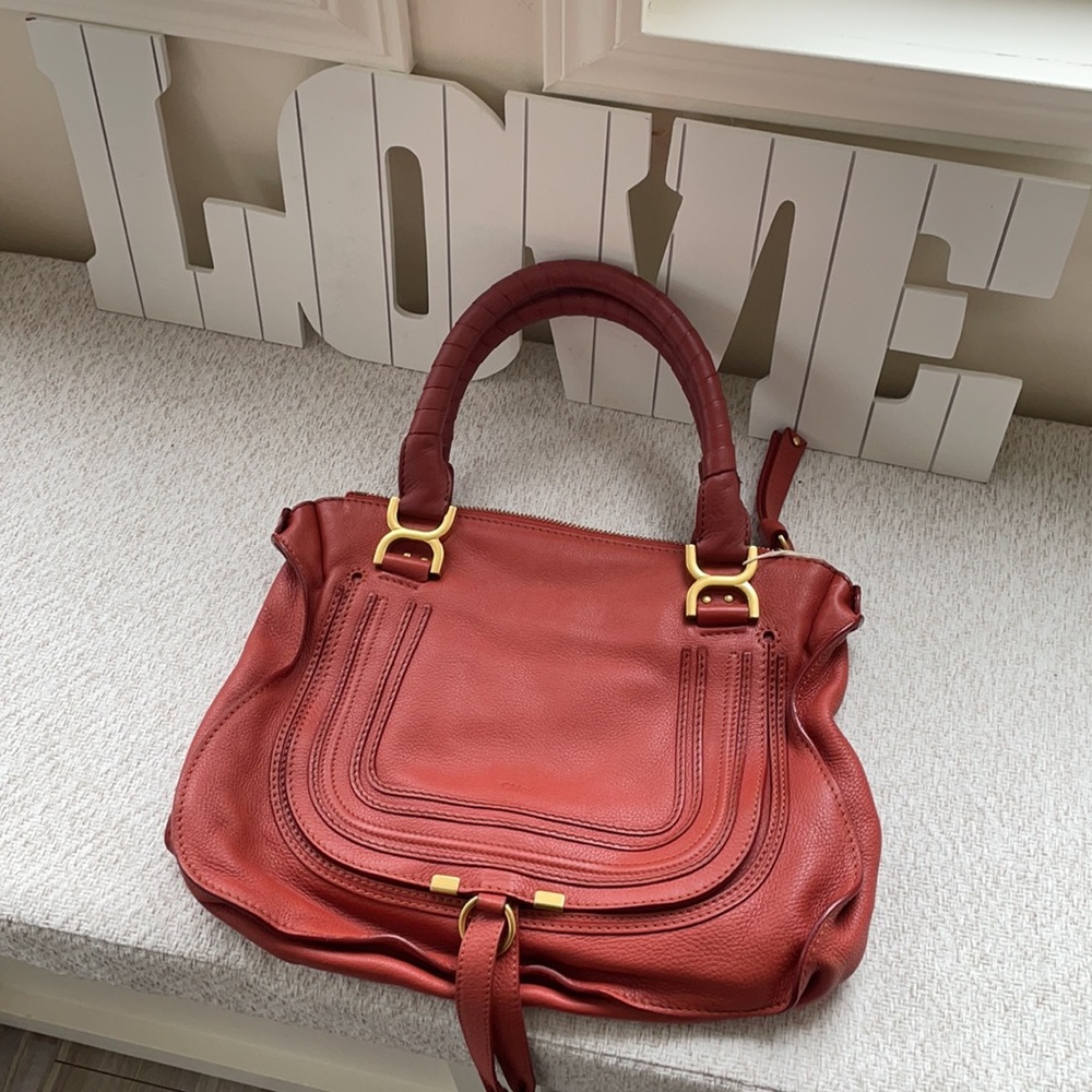 Chloe Marcie handbag in tan/brass/faded rose - Picture 10 of 16